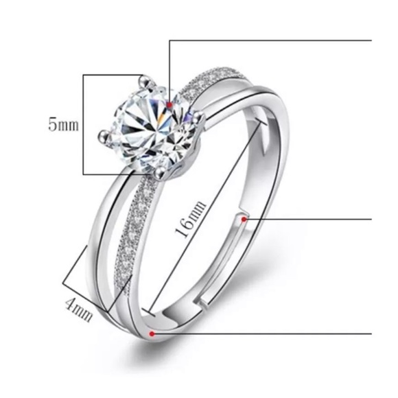 925 Sterling Silver Cubic Zirconia Cross Ring - Picture 2 of 5